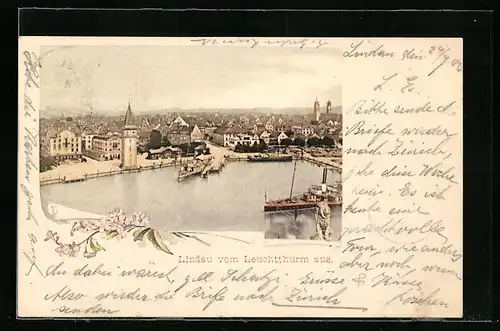 AK Lindau, Ortsansicht vom Leuchtturm aus
