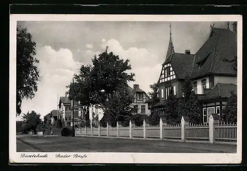 AK Buxtehude, Stader-Strasse mit Fachwerkhäusern