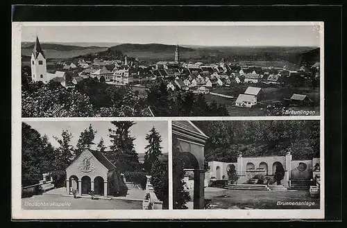 AK Bräunlingen, Teilansicht, Gedächtniskapelle, Brunnenalage