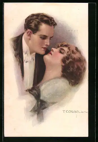 Künstler-AK Tito Corbella: Liebespaar in inniger Umarmung
