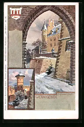 Künstler-AK H. Bahndorf: Wernigerode, Schlosseinfahrt