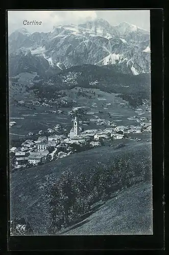 AK Cortina, Ortsansicht mit Alpenpanorama
