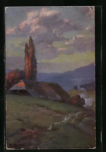 Künstler-AK Fritz Reiss: Sommeridylle im Schwarzwald