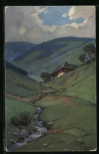 Künstler-AK Fritz Reiss: Sommeridylle im Schwarzwald