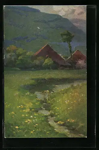 Künstler-AK Fritz Reiss: Schwarzwald-Idylle im Frühling