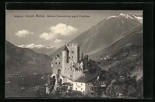 AK Meran, Schloss Brunnenburg gegen Vinschgau