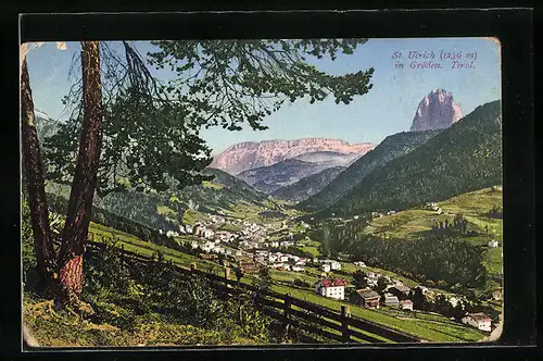 AK St. Ulrich /Gröden, Ortsansicht aus der Vogelschau