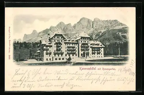 AK Karersee, Karerseehotel mit Rosengarten