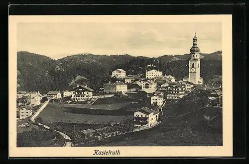 AK Kastelruth, Ortsansicht aus der Vogelschau