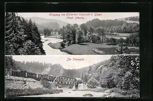 AK Gippe / Vogtl. Schweiz, Eingang ins Elstertal-Steinicht, im Steinicht