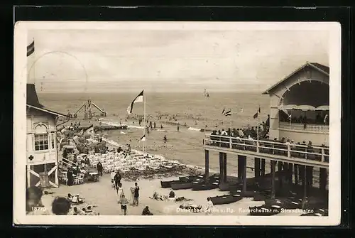 AK Sellin / Rügen, Kurorchester mit Strandkasino