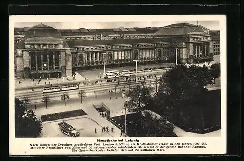 AK Leipzig, Hauptbahnhof aus der Vogelschau