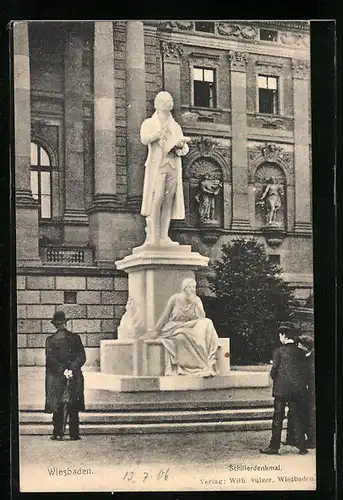 AK Wiesbaden, Partie am Schillerdenkmal