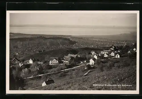 AK Mühltobel-Wolfhalden, Ortsansicht mit Bodensee