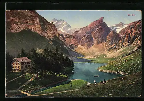 AK Seealpsee, See aus der Vogelschau bei Sonnenschein