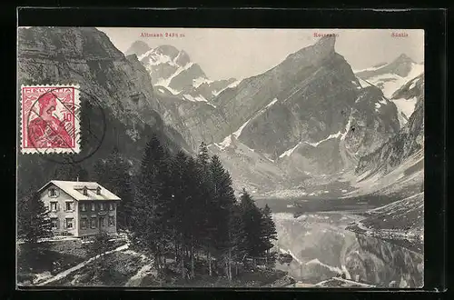 AK Seealpsee, Partie am Seealpsee mit Altmann und Säntis