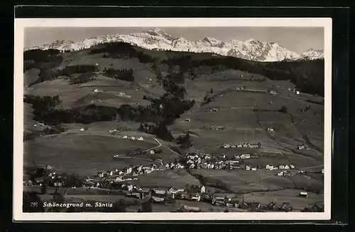 AK Schönengrund, Gesamtansicht mit Säntis aus der Vogelschau