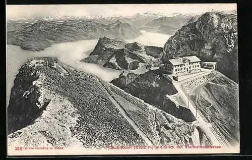 AK Pilatus-Kulm, Hotel Bellevue mit Vierwaldstättersee