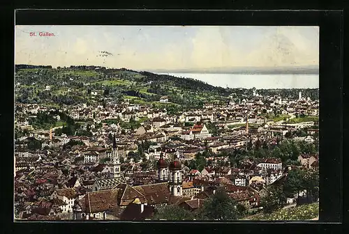 AK St. Gallen, Totale vom Berg aus gesehen