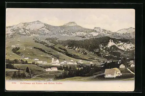 AK Brülisau, Gesamtansicht mit Kamor und Hohen Kasten