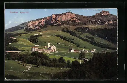 AK Brülisau /Appenzell, Ortsansicht mit Bergblick