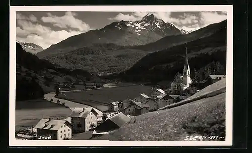 AK Sölden, Ortsansicht aus der Vogelschau