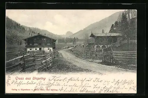 AK Thiersee, Urspring, Landstrasse mit Häusern