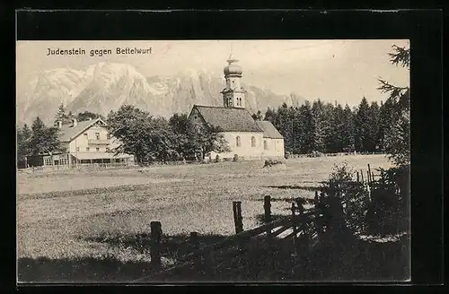 AK Judenstein bei Hall, Ortsansicht gegen Bettelwurf