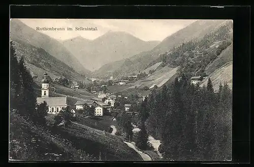 AK Rothenbrunn im Sellraintal, Ortsansicht aus der Vogelschau