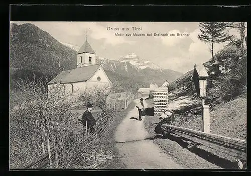 AK Mauern bei Steinach am Brenner, Ortspartie mit Kirche