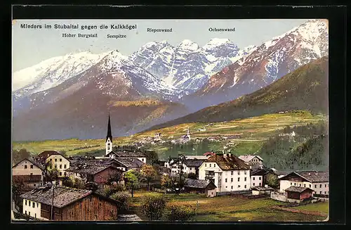 AK Mieders, Gesamtansicht gegen die Kalkkögel