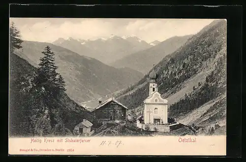 AK Heilig Kreuz / Oetzthal, Panorama mit Stubaierferner
