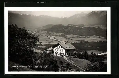 AK Schwaz, Gasthaus Hochbrunn mit Blick ins Unterinntal