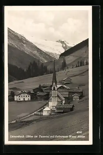 AK Lanersbach im Tuxertal, Ortspartie mit Kirche und Gefrorener Wand