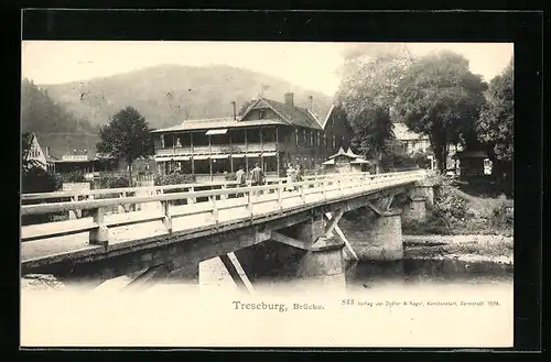 AK Treseburg, Ortspartie mit Brücke