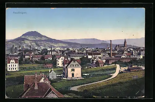 AK Reutlingen, Ortsansicht mit Schornsteinen