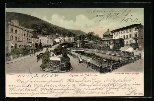 AK Wildbad, Olgastrasse mit Trinkhalle