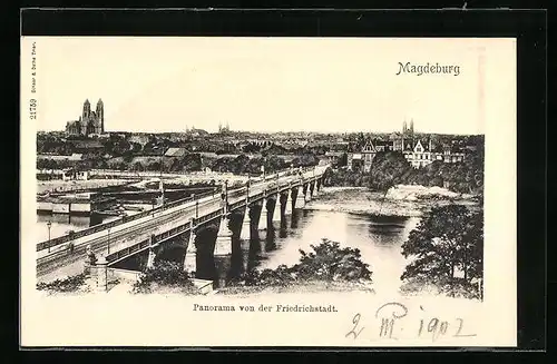 AK Magdeburg, Panorama von der Friedrichstadt