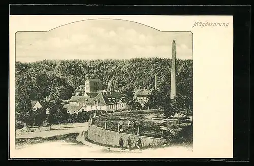 AK Mägdesprung, Ortspartie mit Obelisk