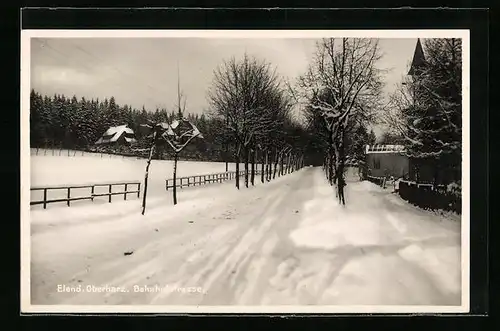 AK Elend, Bahnhofstrasse im Winter