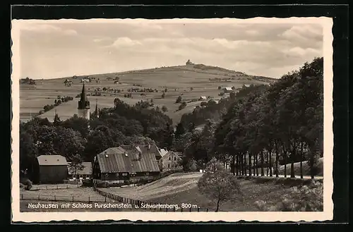 AK Neuhausen, Ortsansicht mit Schloss Purschenstein