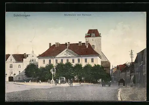 AK Schöningen, Marktplatz mit Rathaus