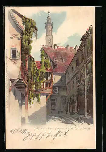 Künstler-AK Otto Hammel: Rothenburg, Hof in der Apotheke am Markt