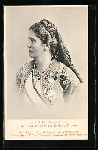 AK S. A. R. La Princesse Milena von Montenegro in Profilansicht
