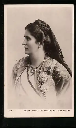 AK Milena, Princess von Montenegro in Profilansicht