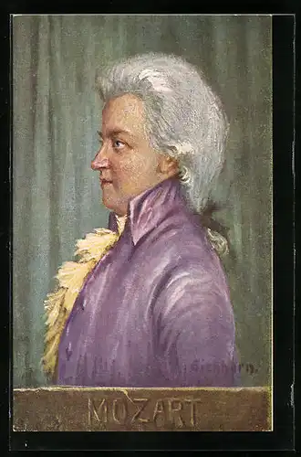 Künstler-AK Mozart in Profilansicht