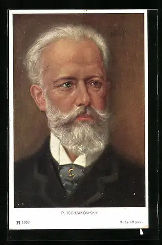Künstler-AK Portrait vom Komponisten P. Tschaikowsky