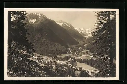 AK Pontresina, Ortsansicht mit Rosegtal