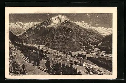 AK Pontresina, Ortsansicht aus der Vogelschau