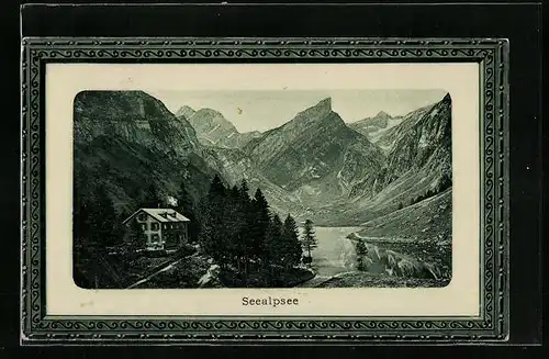 Präge-AK Seealpsee, aus der Vogelschau